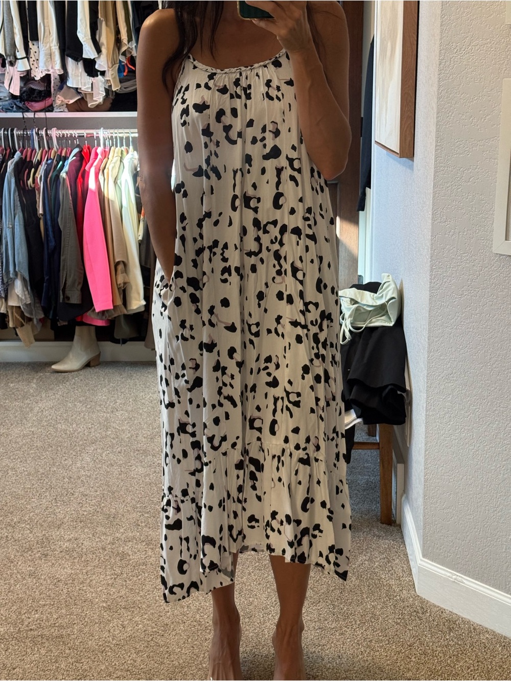 Tribal White & Black Printed Maxi Tiered dress